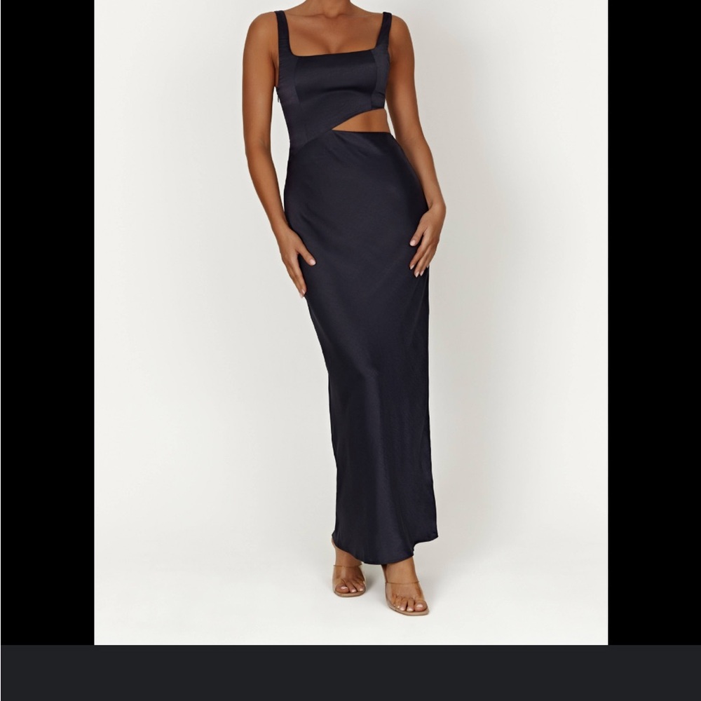 Meshki Navy Sleeveless Sheath Maxi Dress